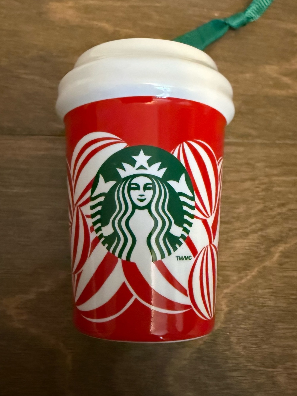 2024 Starbucks Holiday Red Cup Ceramic Peppermint Ornament